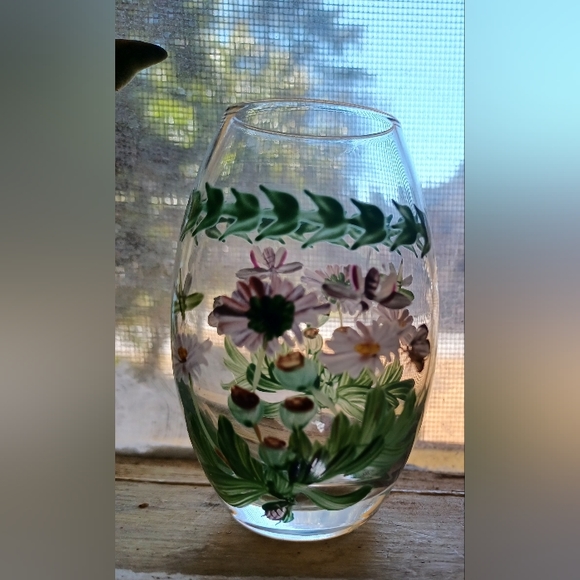 Vintage Petite Portmeirion Botanica Garden Hand Painted Glass Vase - Picture 2 of 2